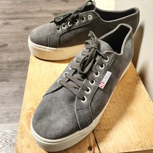 Superga 2790 Napa Platform Suede Lace Up Sneakers - Grey - sz 10 / 41